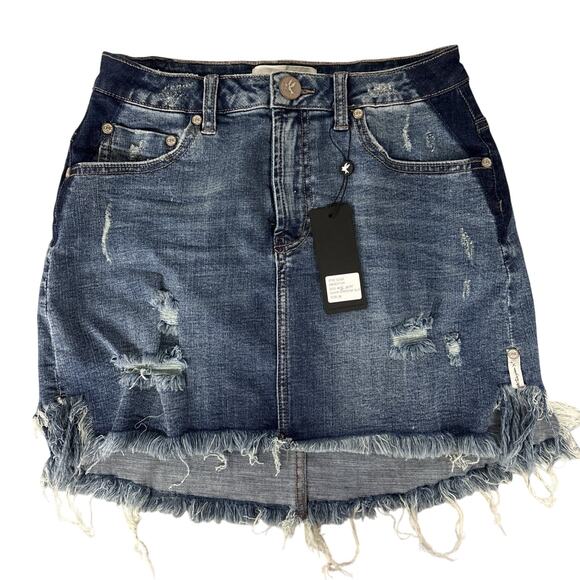 One Teaspoon Dresses & Skirts - NEW Sz 26 2 One Teaspoon Free People Mini Denim Jean Skirt Blue Distressed